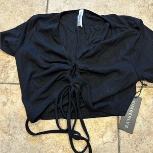 Black Keyhole tie front cardigan SS NWT